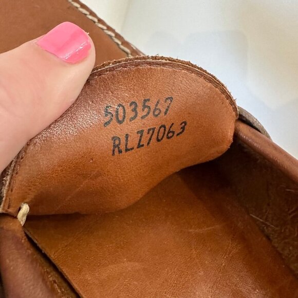 Polo Ralph Lauren leather crest embossed cognac loafer - Picture 6 of 7